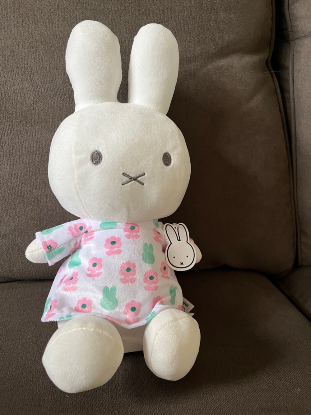Miffy White Bunny Plush with Pink and Mint Floral Dress - New